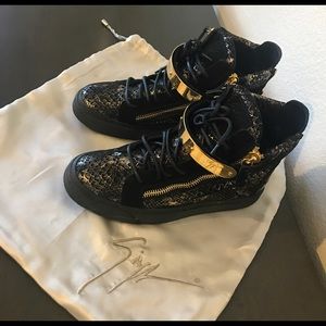 GIUSEPPE ZANOTTI SHOES SNAKESKIN HIGHTOP SNEAKERS